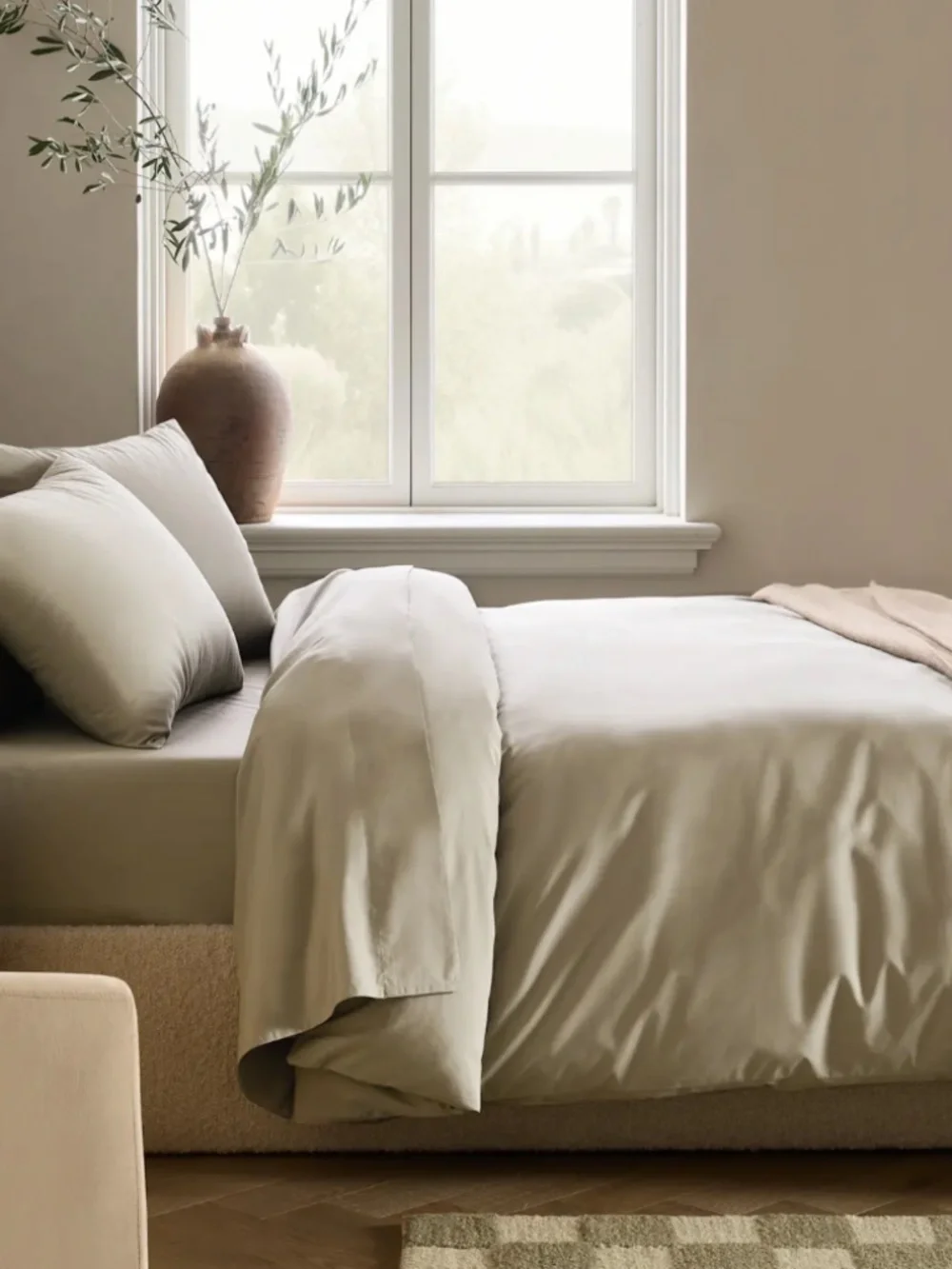 Organic Crisp Percale Duvet Cover Set Toffee Tan Full Queen